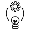 Cog to light bulb icon
