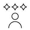 Three stars above a person icon