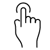 Hand pressing a button icon