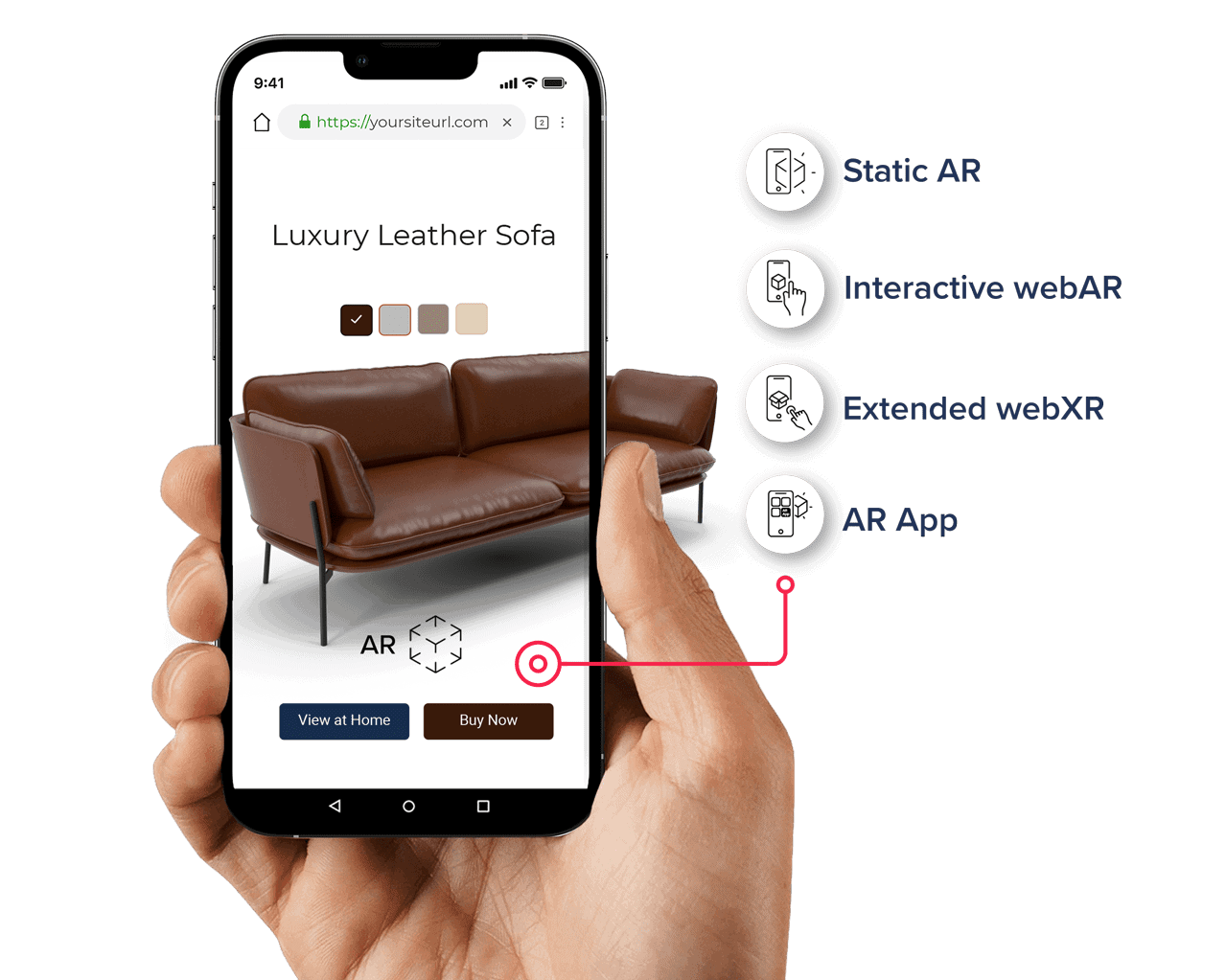 Image of sofa being viewed on a mobile phone.