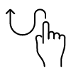 Hand pointing at an arrow icon